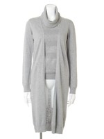 ボーダーTOPS×ロングカーディガンSET/ブラック