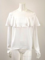 ヴィンテージサテンフリルブラウス/WH