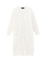 七分袖ロングコットンニットカーディガン/オフホワイト(003)