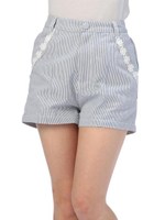 【Tralala】ストライプ×花ショートパンツ/ベージュ