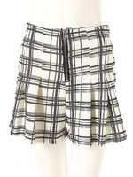 ジップ付チェック柄ショートパンツ/ホワイト