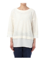 スラブ杢調レイヤード風ニットソー/ホワイト(403)