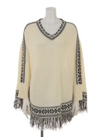 トライバル柄ポンチョ/ホワイト