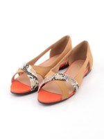 パイソン柄オープントトゥサンダル/ピンク