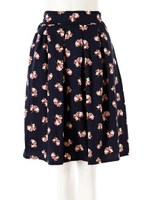 フラワーフレアミディスカート/ネイビー