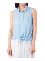 フロント結びポケットつきノースリーブシャツ/ネイビー(093)