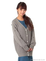 ポップコーンスリーブニットカーディガン/Ivory