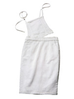 PJ/タオルデニム2WAYサロペットスカート/アッシュホワイト