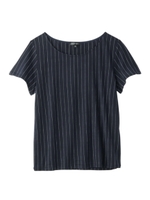 [L]シルク混ストライプカットソー/ダークグレー(113)