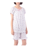 narue(ナルエー) 天竺小花ストライプ上下ナイティ/サックス(190)