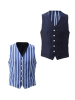 ストライプ/オックスシャンブレー リバーシブルジャケット/ブルー(592)