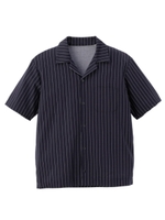 ストライプジャージ開襟シャツ/ダークグレー(313)