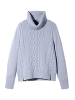 スヌード付ケーブルニット/ネイビー(093)