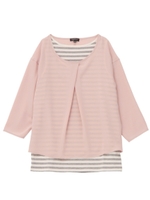 タックシフォンブラウス+タンクトップSET/ピンク系(071)