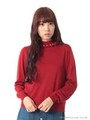 フリルパール衿ニットプルオーバー/Red