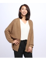 編地切換えストレッチトッパーカーディガン/ベージュ系(054)