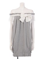 オフショル裏毛ワンピース/グレー