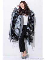 グラデーション幾何学ポンチョ/BLACK