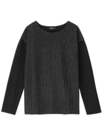 ストライプ切り替えウールトップス/ブラック(319)