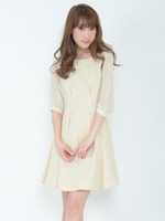 パールネックワンピース/ベージュ