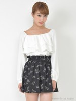 フロントフリルブラウス/ネイビー