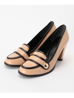 ボタン付きヒールパンプス/ボルドー(064)