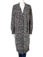 ミックスニットロングカーディガン/ブラック