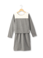 レース切り替えワンピース/ブラック(315)