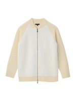 切り替えニットブルゾン風カーディガン/ホワイト(502)