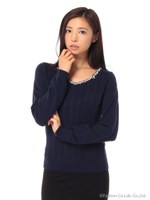 【山本美月さん着用】スクエアビジューネックレスPo/ネイビー