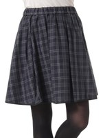 タータンチェックフレアスカート/Black
