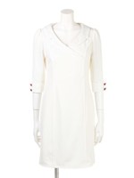 バイカラーローズボタン付きOP/アイボリー