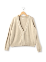 ビジュー付きストレッチニットカーディガン/ネイビー(093)