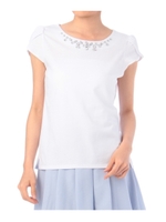 ビジュ付きカットソー/ホワイト(001)