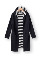 フードつきダブルフェイスロングカーディガン/ネイビー(093)