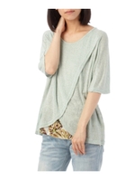 フロントシャンボタニカルカットソー/グリーン(522)