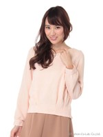 花柄JQ VネックBL 3/ベージュ