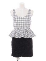 カラー千鳥レースワンピース/BLK