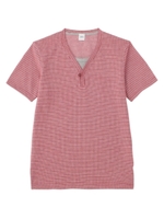 クールマックス千鳥ボーダーレイヤードカットソー/ワインレッド(363)