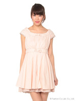 バックフリルギンガムワンピース/ピンク