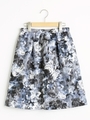 フラワー柄ギャザースカート/ブラック柄