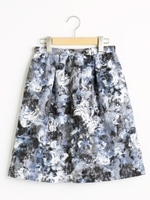 フラワー柄ギャザースカート/ブラック柄