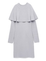 フリルタイトニットワンピース/SAX