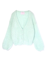 ミックスシャギーニットカーデ/パープル