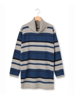 ラメボーダーワンピース/ブルー(392)