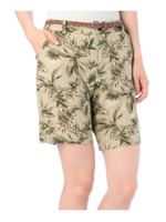 麻レーヨンベルト付きショートパンツ/ネイビー(093)