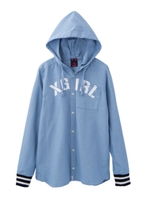 LINE RIB HOODIE SHIRT/ホワイト