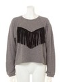 【MINKPINK】(ミンクピンク) FRINGE TRIM SWEATER/CHARCOAL-BLACK