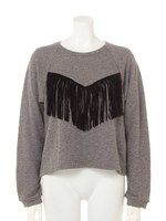 【MINKPINK】(ミンクピンク) FRINGE TRIM SWEATER/CHARCOAL-BLACK