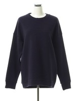 コットンリップル オーバーサイズプルオーバー/ネイビー